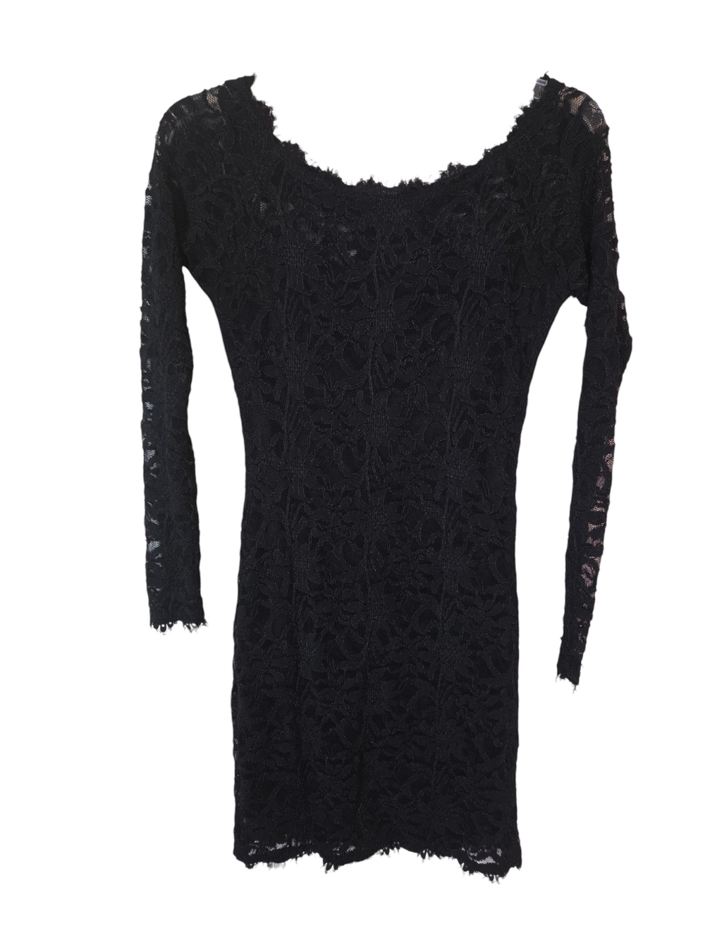 Jump Apparel Black Lace Long-Sleeve Bodycon Dress Size 7/8